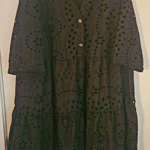 Elegant Black Eyelet Dress
